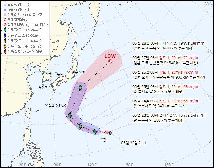 제 13호 열대저압부 발생 경로